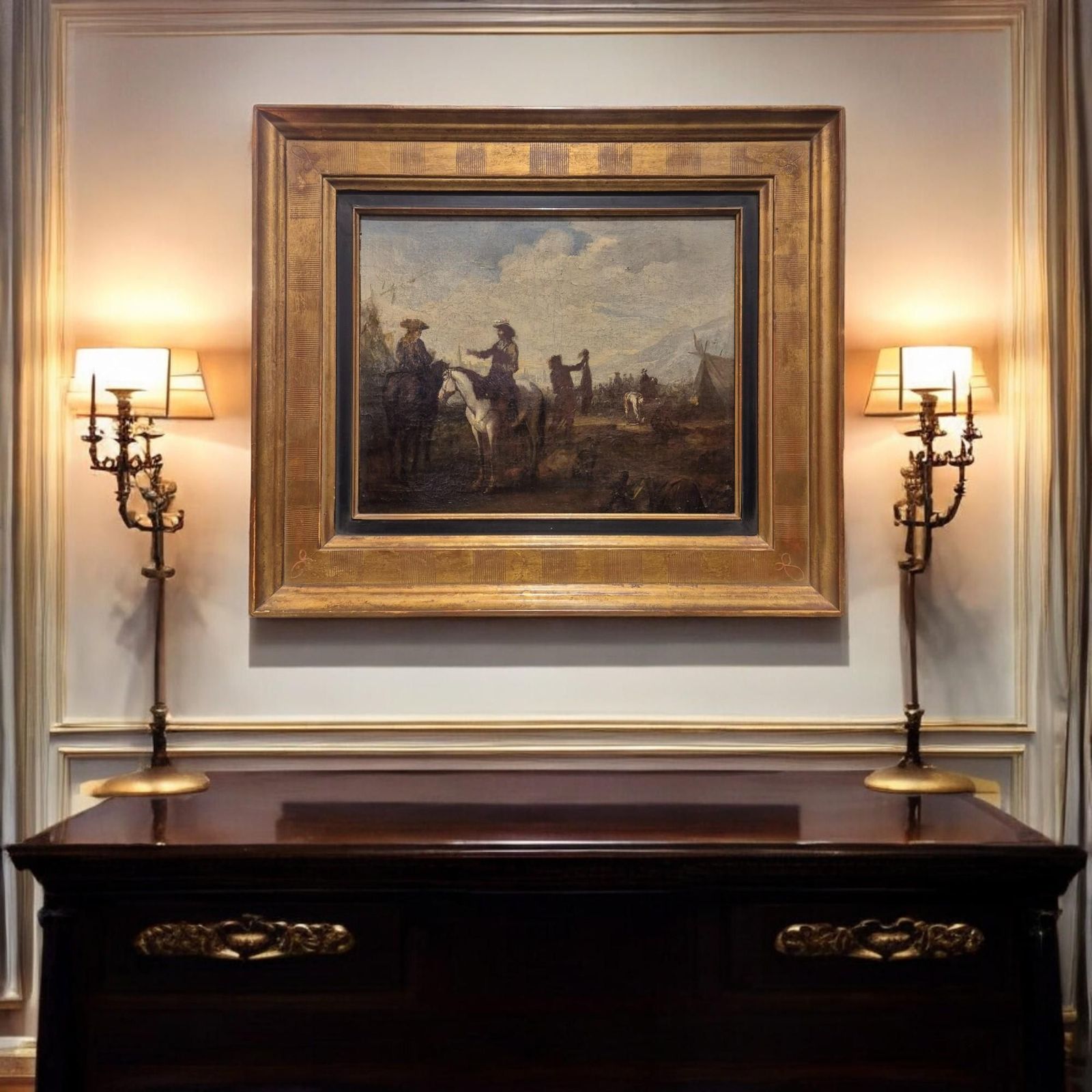 photo for sale Court Hunting Scene, Flemish School Of The Late 17th Century, Oil On Canvas