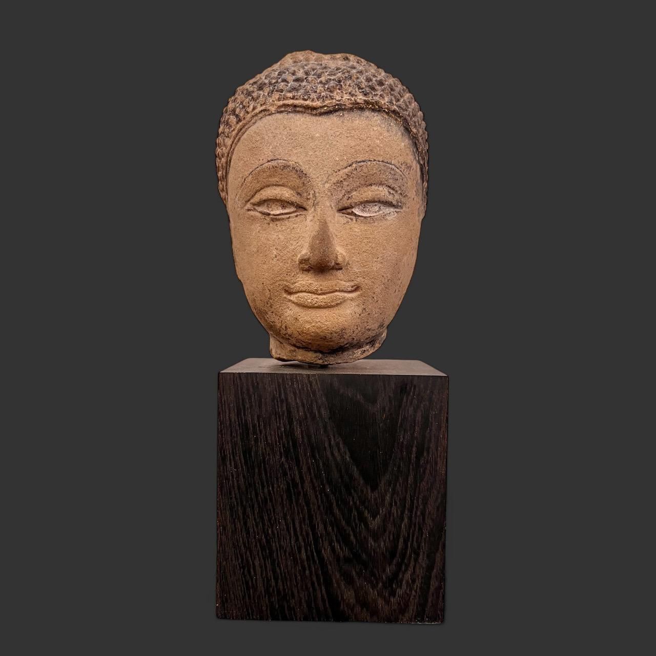 Shakyamuni Buddha Head In Sandstone, Thailand, Ayutthaya, 17th Century photo 9253.0