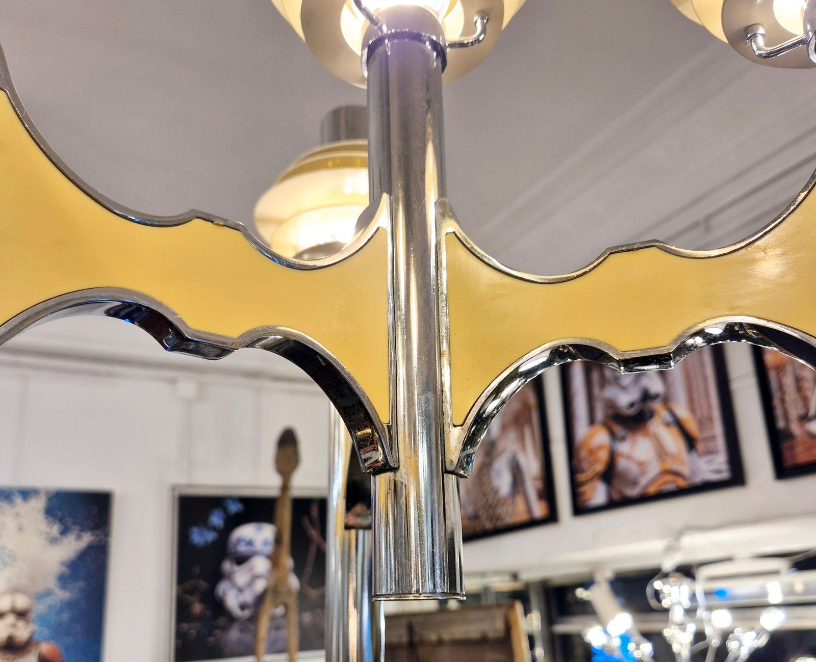 photo furniture Space Age Chromed Metal Chandelier By Gaetano Sciolari, Mid 20th Century