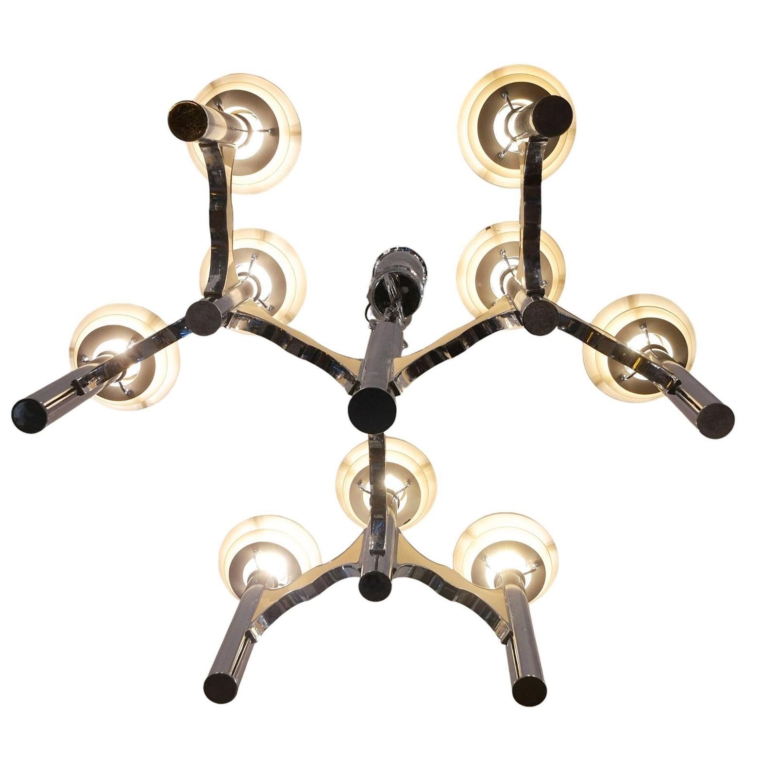photo vinterior Space Age Chromed Metal Chandelier By Gaetano Sciolari, Mid 20th Century