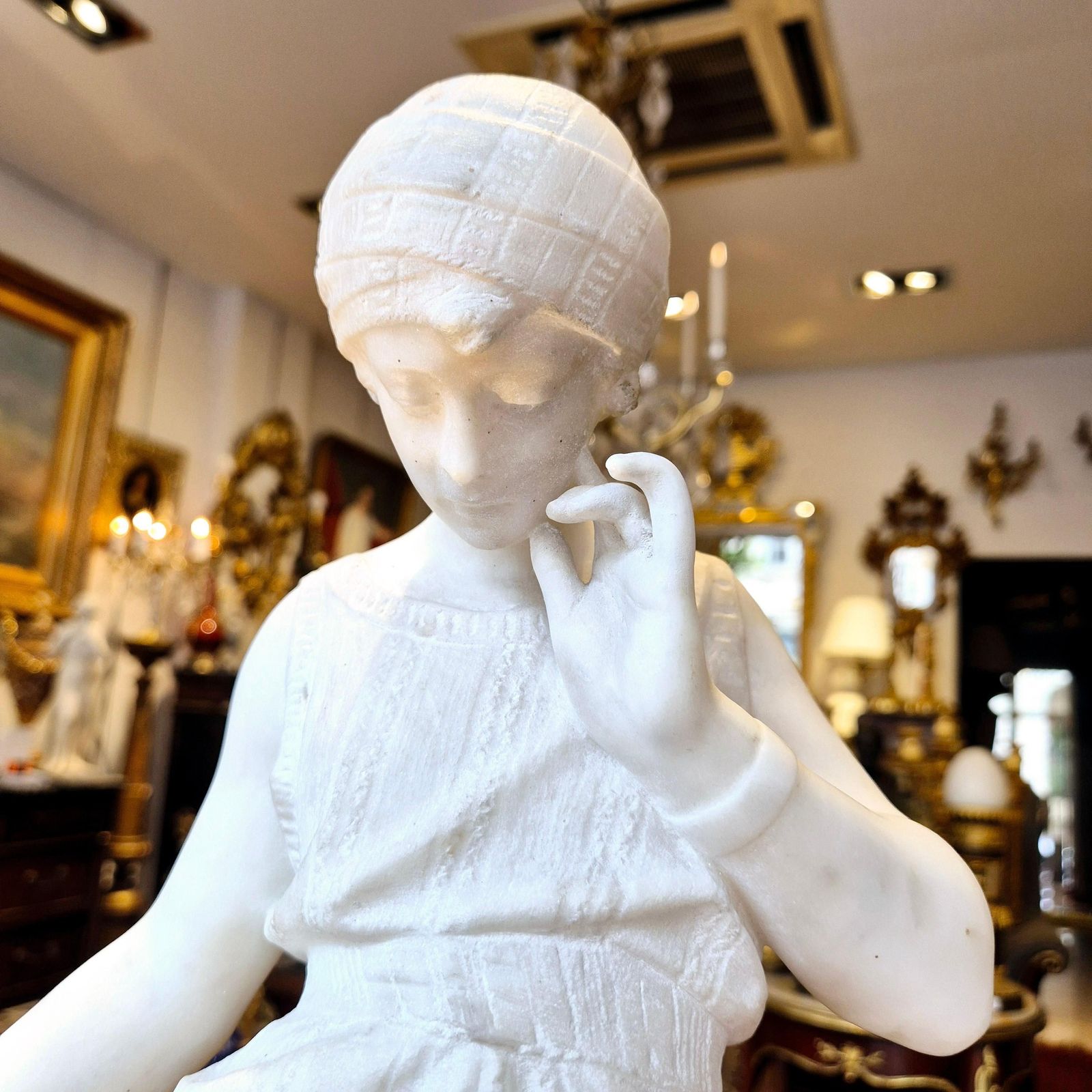 Young Woman With Jug, Carrara Marble, Signed Bonnal, Early 20th Century photo furniture