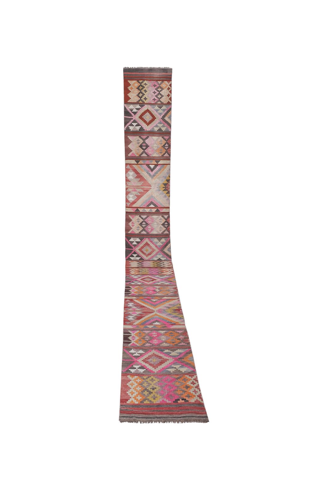 Tapis de couloir kilim turc vintage, tissé à la main