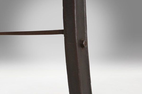Industrial Bistro Table With Cast Iron Legs And Wooden Top, Belgium, 1920s photo vinterior