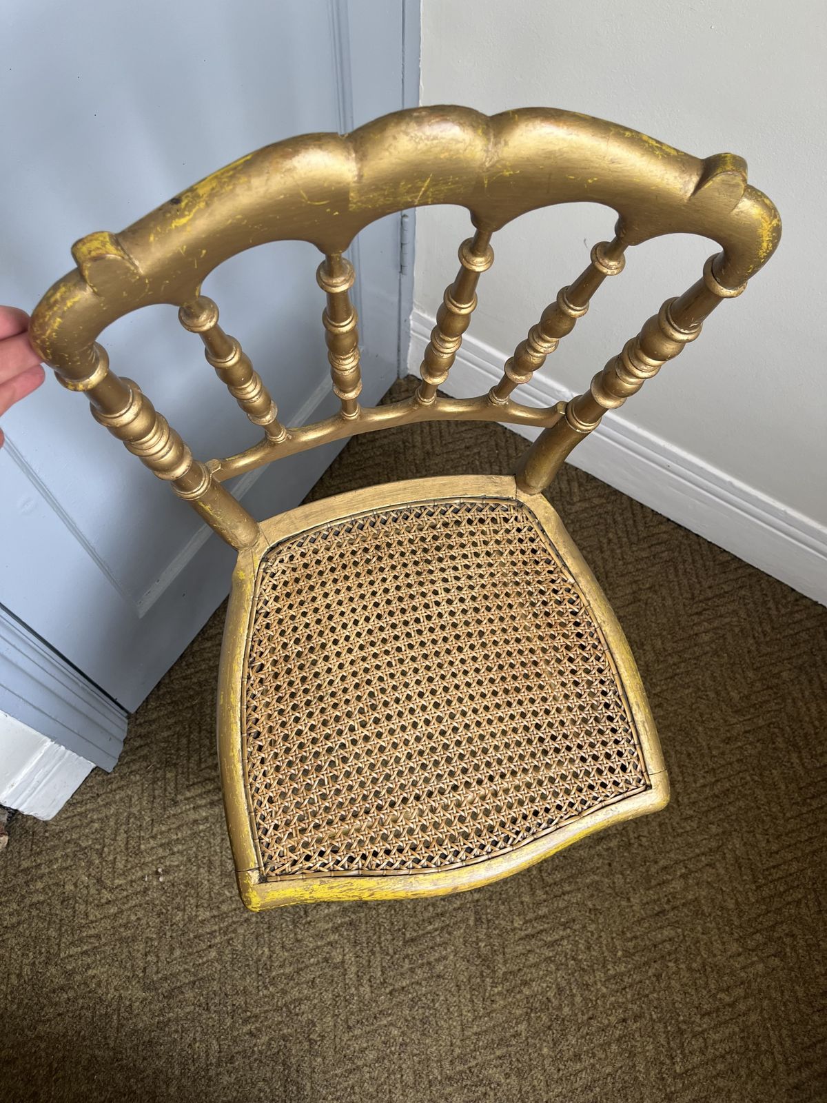 Set Of 2 Antique Napoleon III Style Giltwood Chair With Caned Seat photo for sale