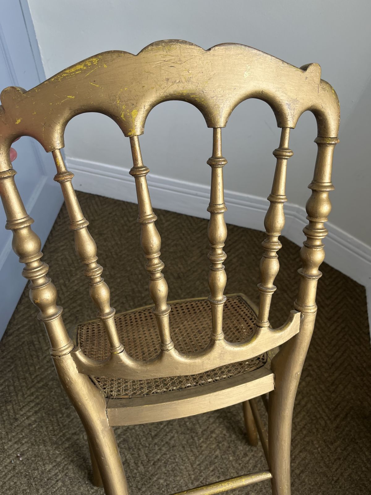 Set Of 2 Antique Napoleon III Style Giltwood Chair With Caned Seat photo buy