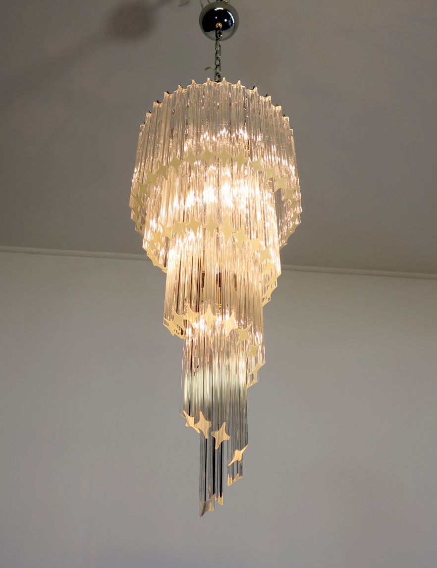 Murano Chandelier 86 Trasparent Quadriedri Prism   Elena Model photo 1900.0