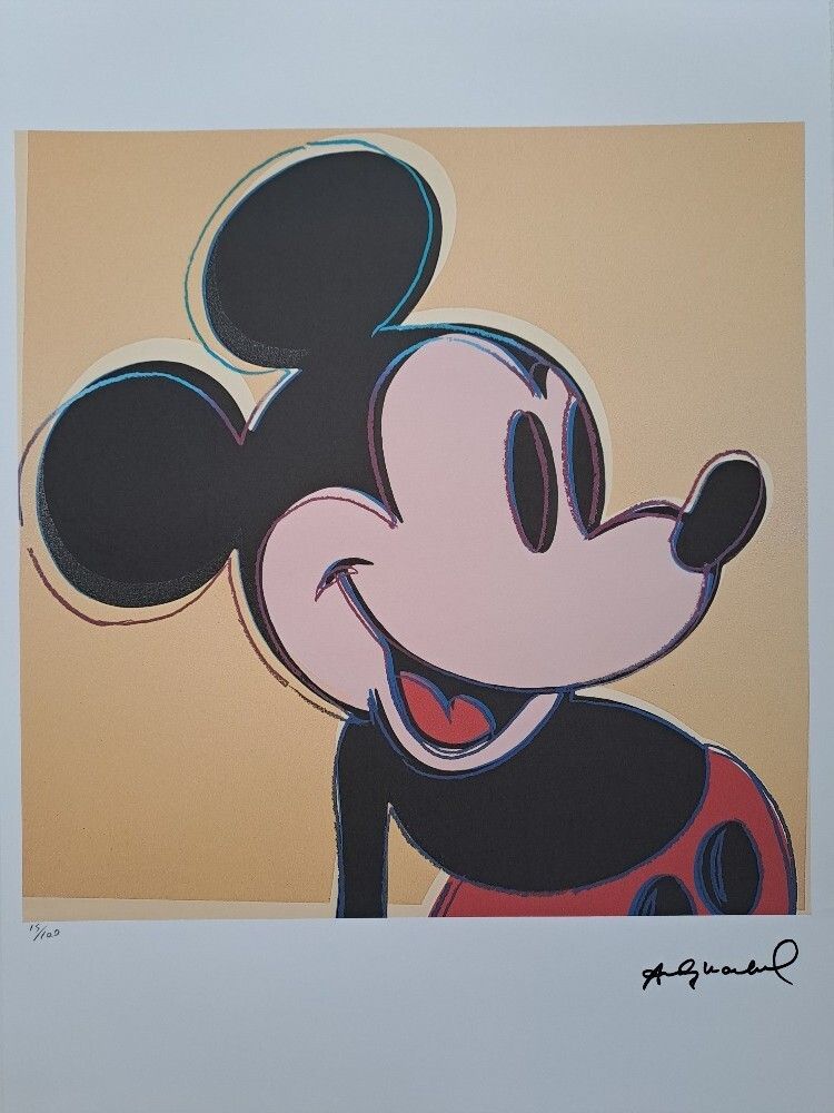 Andy Warhol Signierte Lithographie Mickey Mouse Zertifikat Leo Castelli