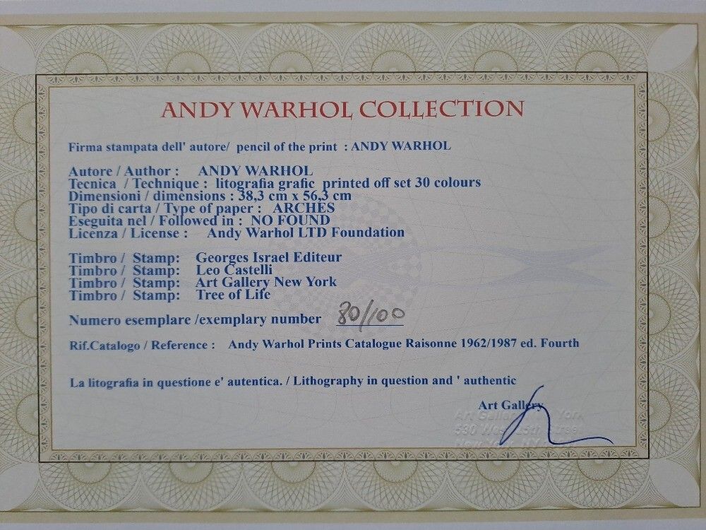 Andy Warhol Signiert Mickey Mouse Zertifikat Leo Castelli photo for sale