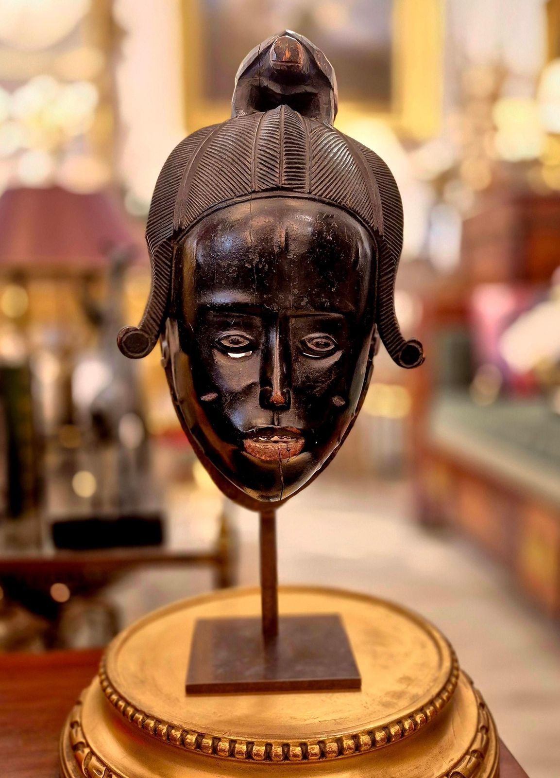 Ndoma Baule Portrait Mask, Ivory Coast, Wood, Lacquered Patina, Circa 1930 photo vinterior