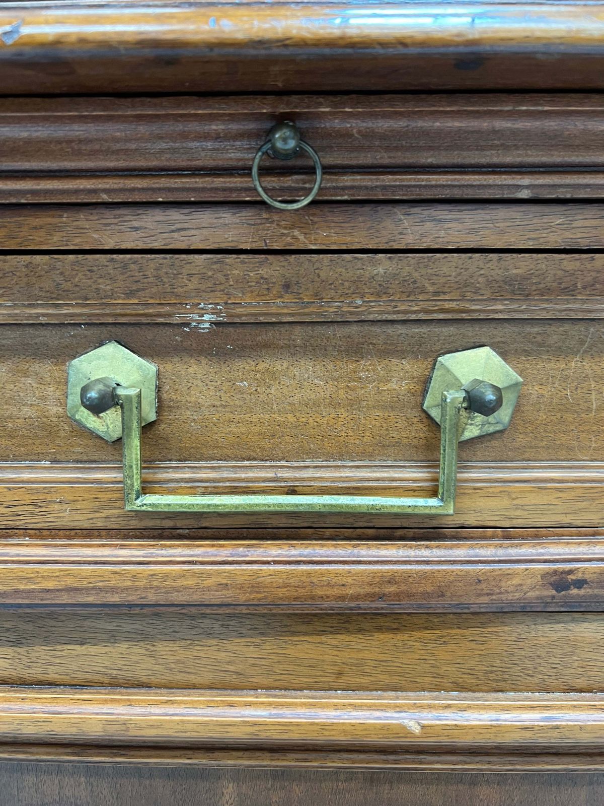French Tailors Shop Walnut Wood Glazed Dresser photo vinterior