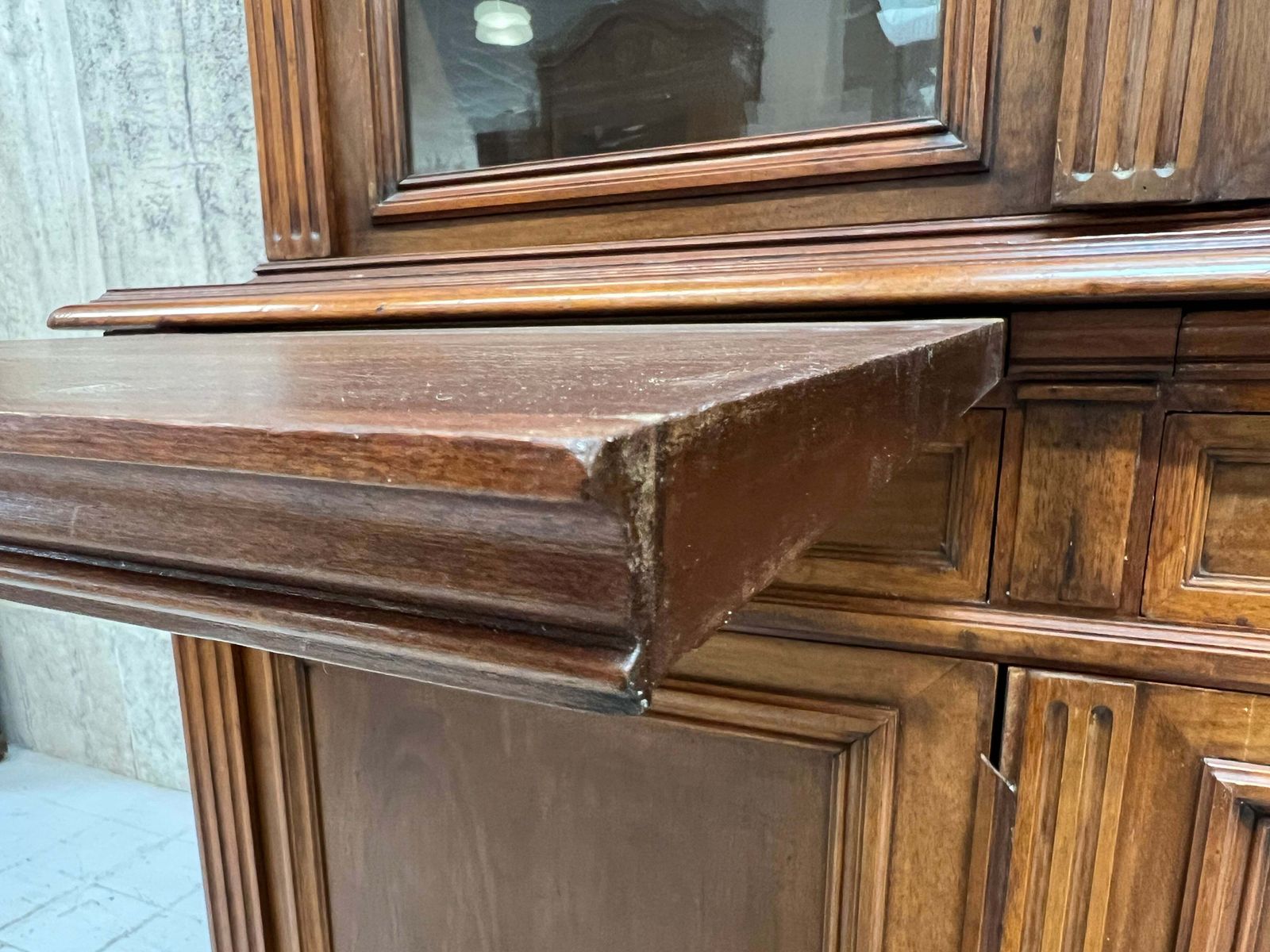 Furniture French Tailors Shop Walnut Wood Glazed Dresser photo