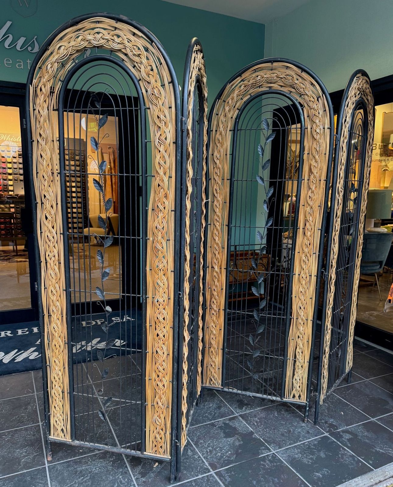 Home Decor A 1970s Woven Rattan And Metal Four Panelled Room Divider Screen photo