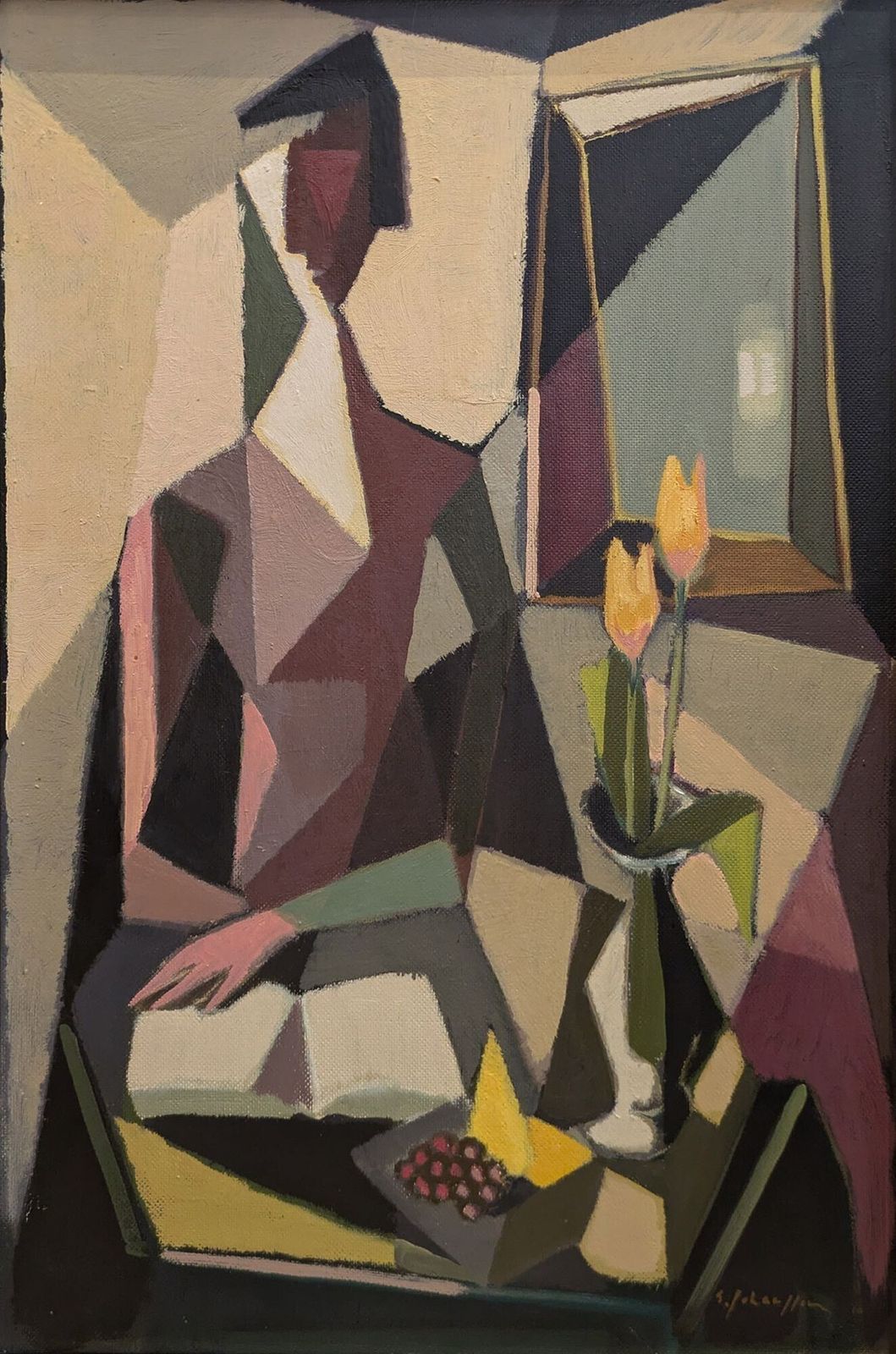20th Century Swedish School 'Cubist Figure In An Interior'