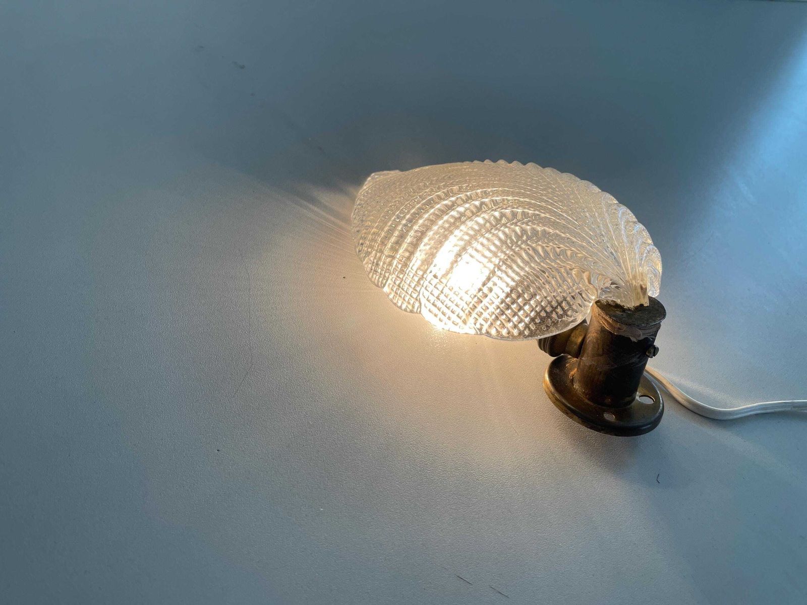 Mid Century Glass And Brass Sconce Still Of Barovier & Toso, 1950s, Italy photo vintage