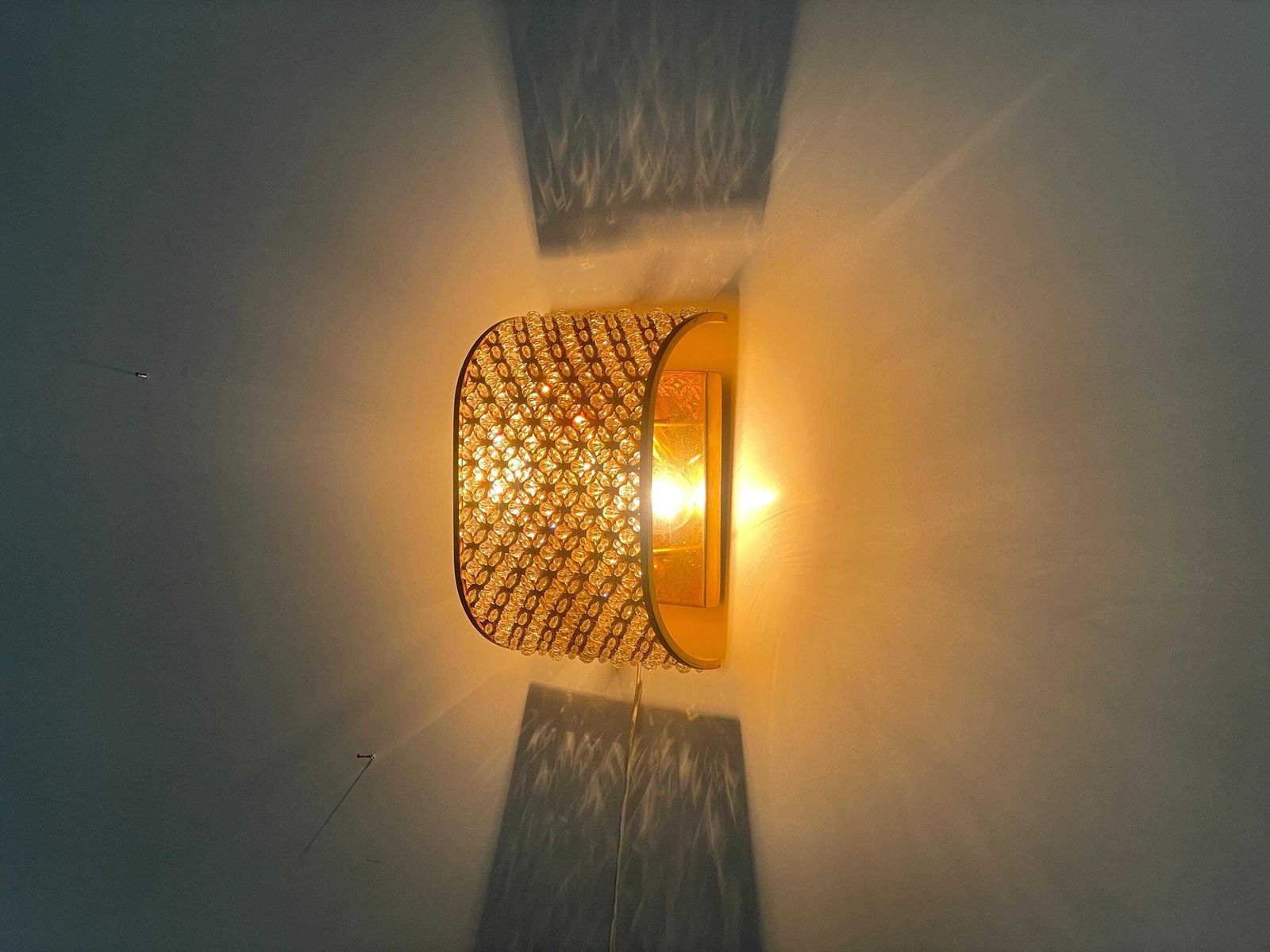 Crystal Glass And Brass Single Sconce, 1960s, Italy