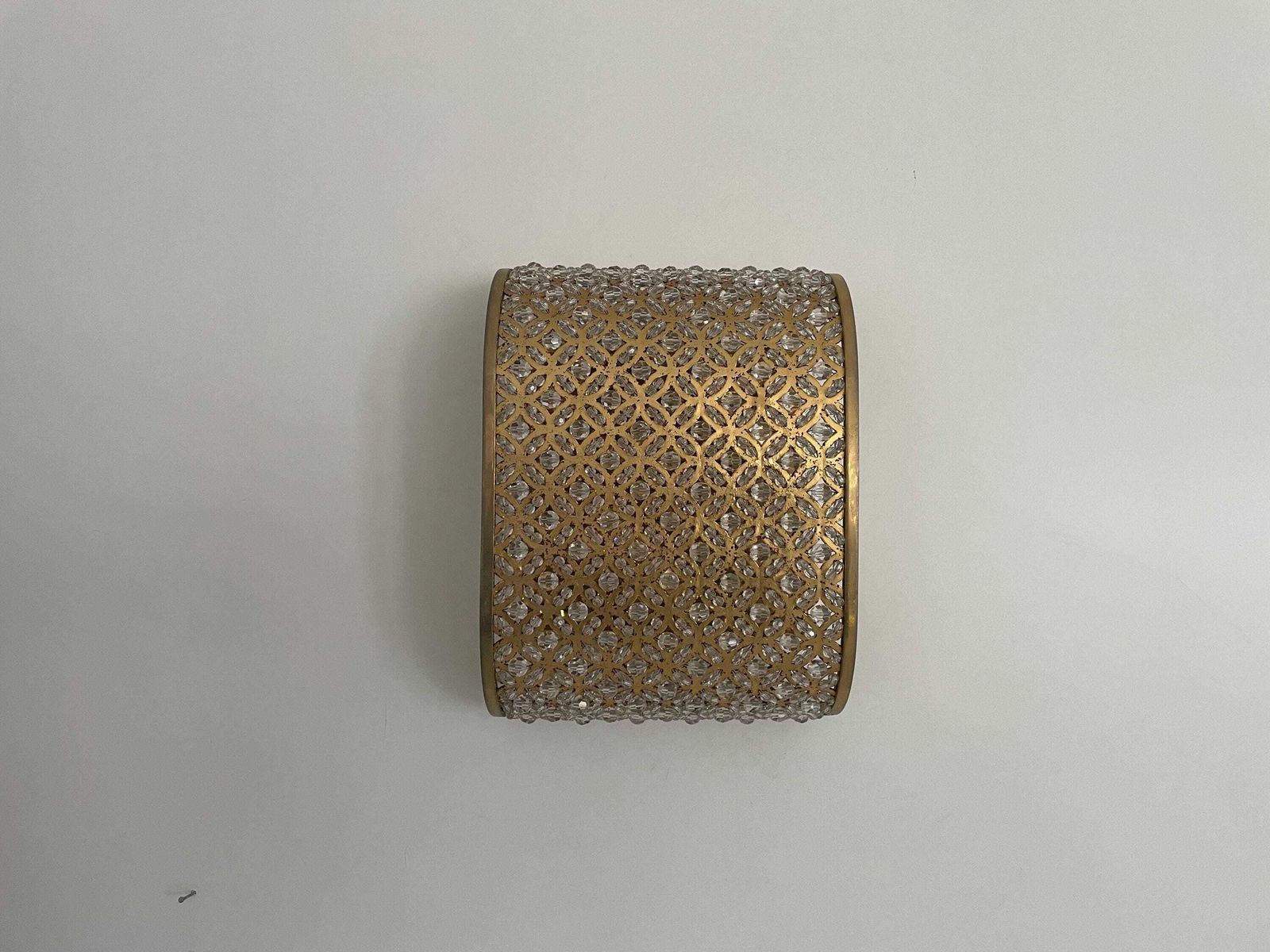 Crystal Glass And Brass Single Sconce, 1960s, Italy photo for sale
