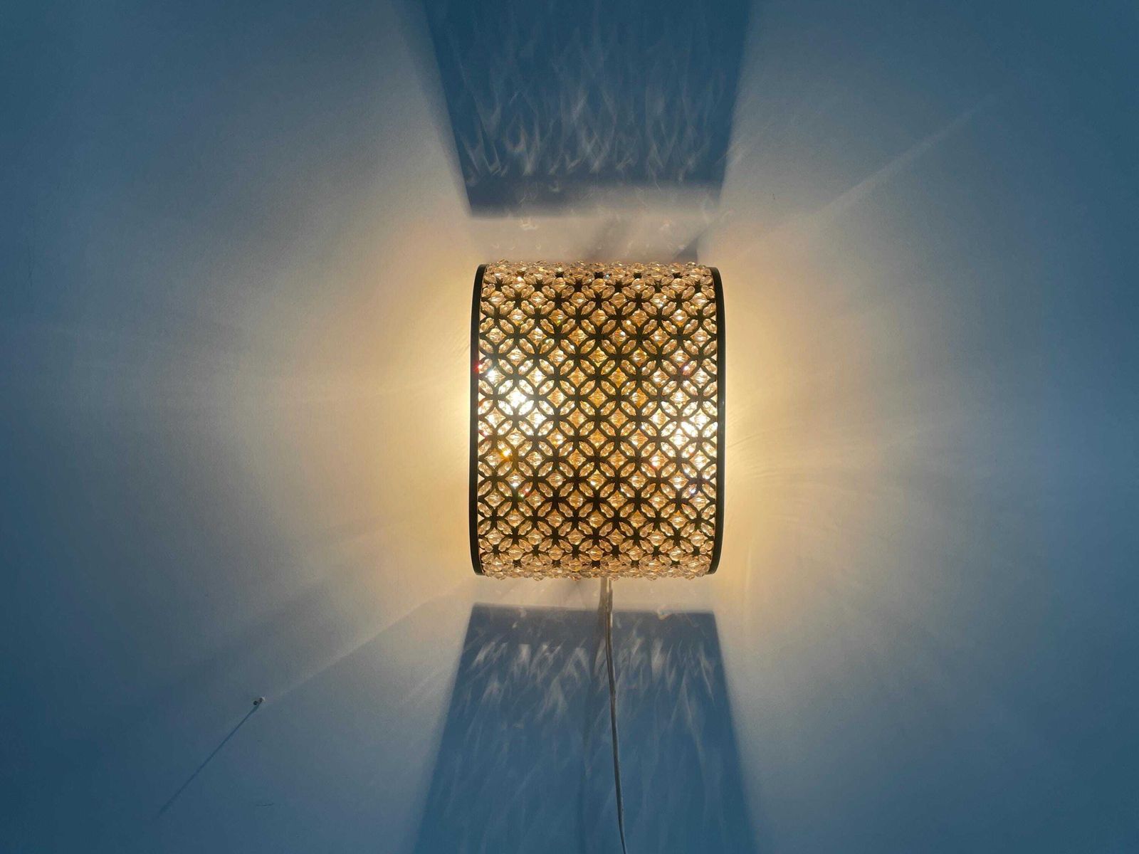 Crystal Glass And Brass Single Sconce, 1960s, Italy photo Lighting