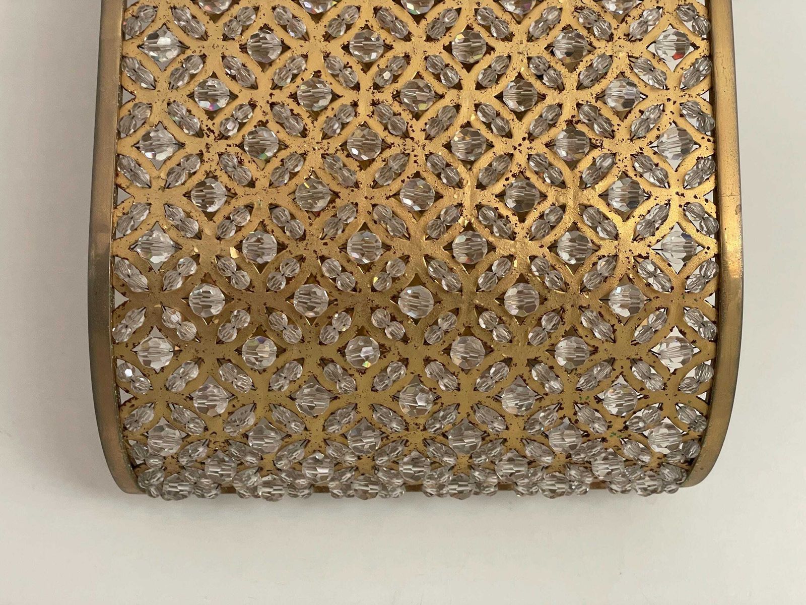 photo for sale Crystal Glass And Brass Single Sconce, 1960s, Italy