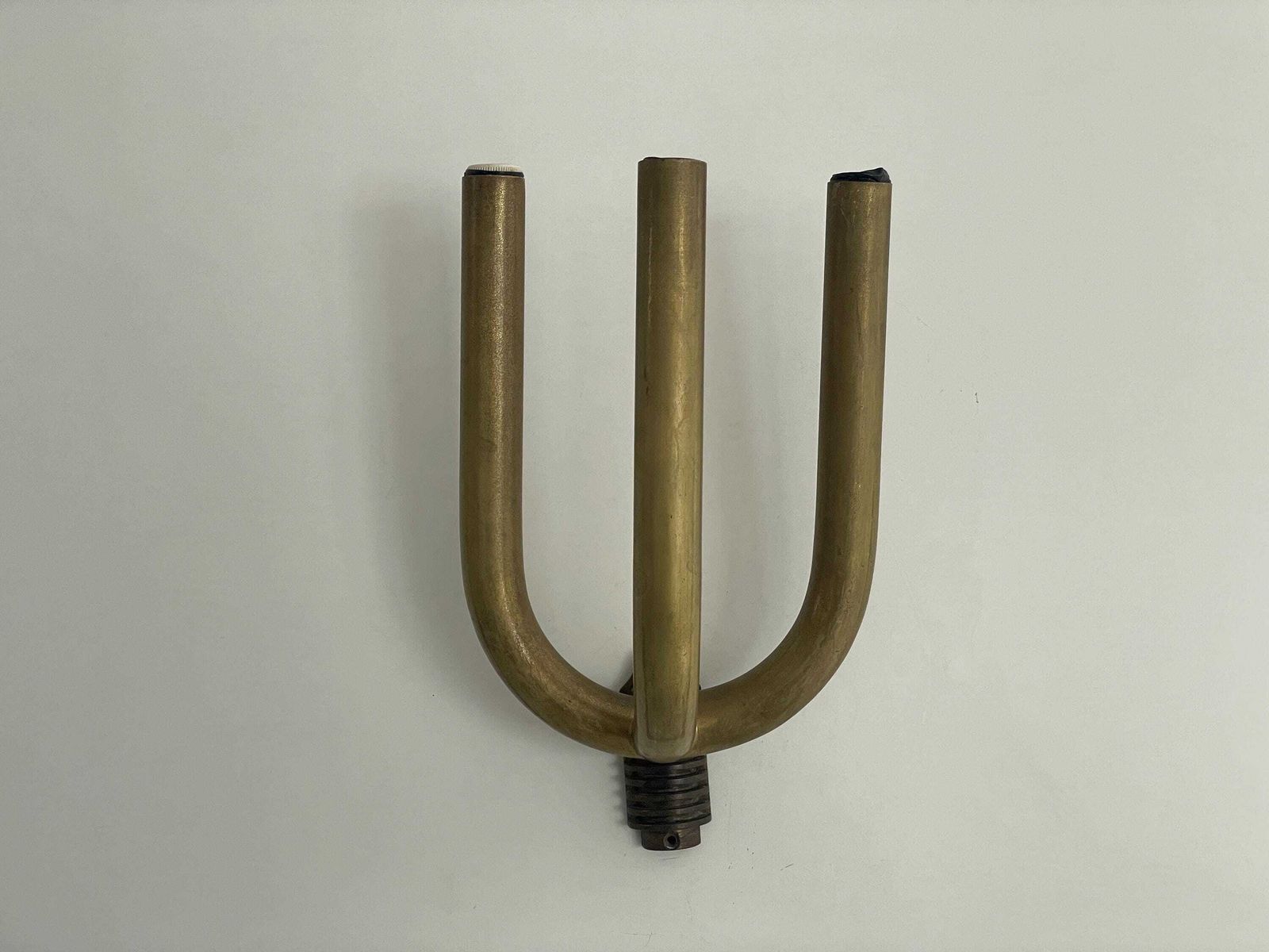 Art Deco Brass 3 Head Pair Of Sconces, 1950s, Italy photo Lighting