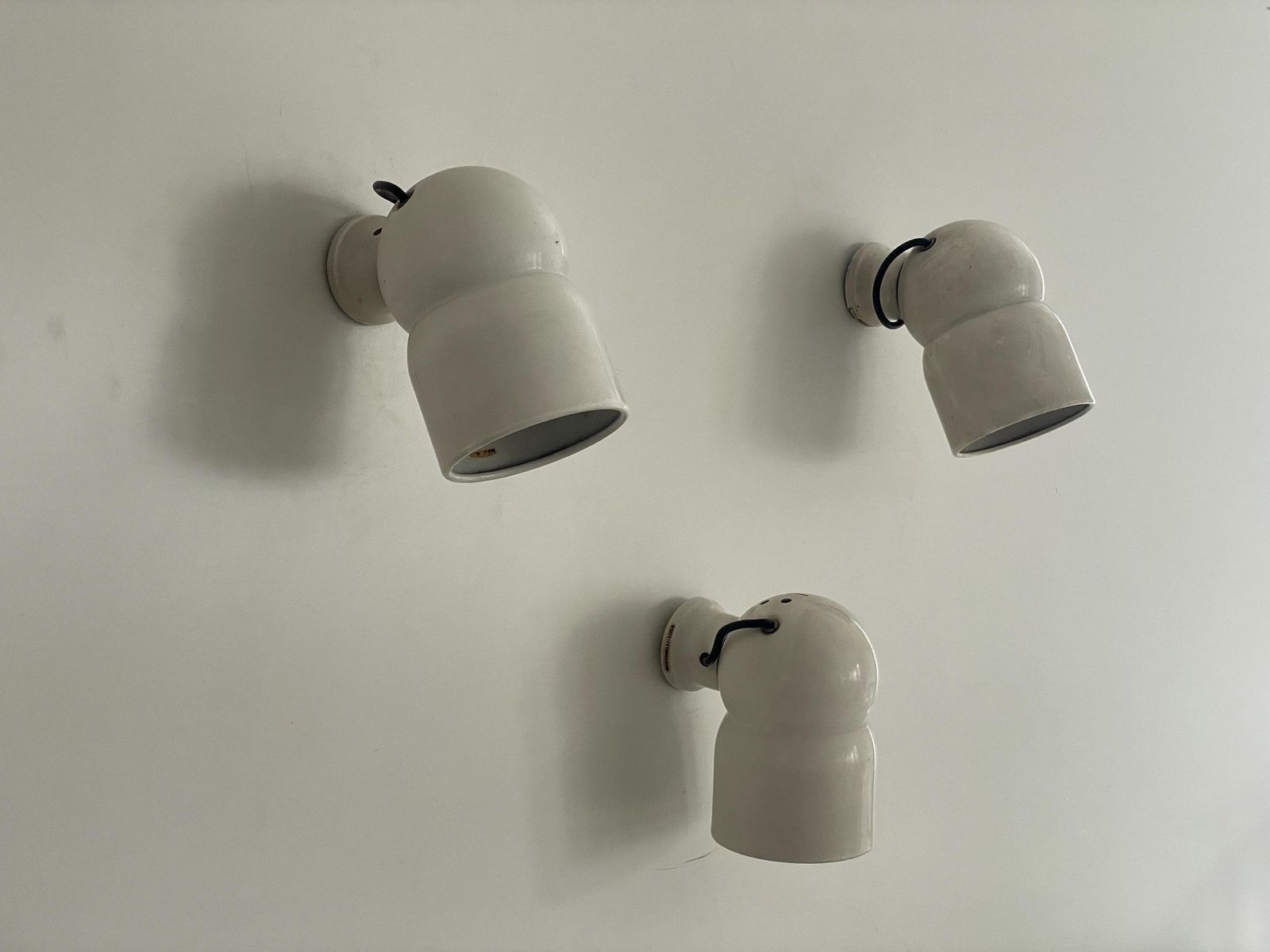 Three White Metal Set Of Wall Lamps By Martinelli Luce, 1960s, Italy photo Lighting