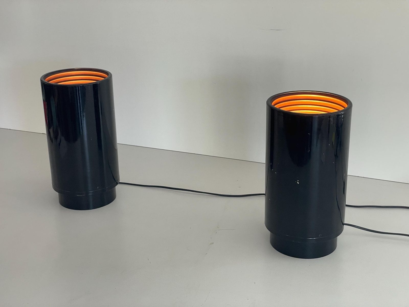 Mid Century Modern Black Metal Pair Of Table Lamps, 1960s, Italy photo furniture
