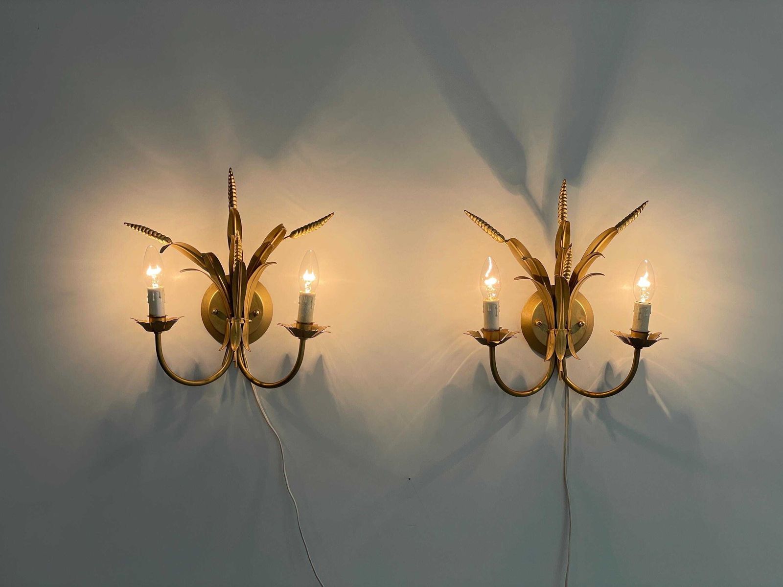 Brass 2 Armed Pair Of Wall Lamps By Zicoli Limbach, 1970s, Germany photo furniture