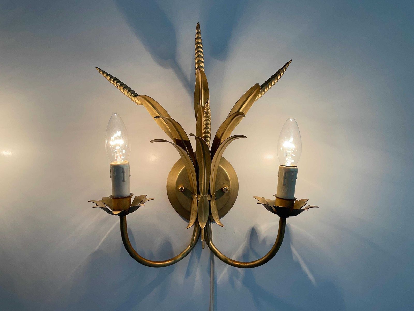 Brass 2 Armed Pair Of Wall Lamps By Zicoli Limbach, 1970s, Germany photo vintage