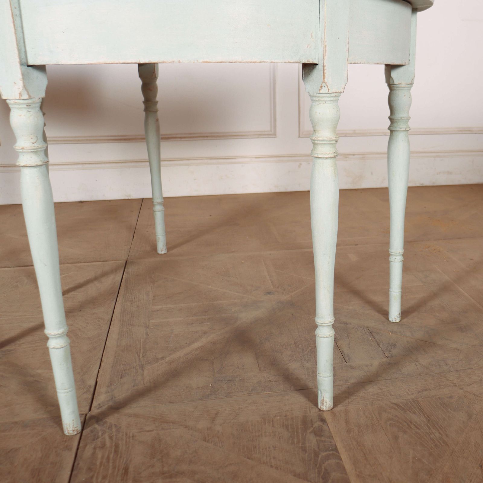 Pair Of Swedish Painted Demi Lune Console Tables photo buy