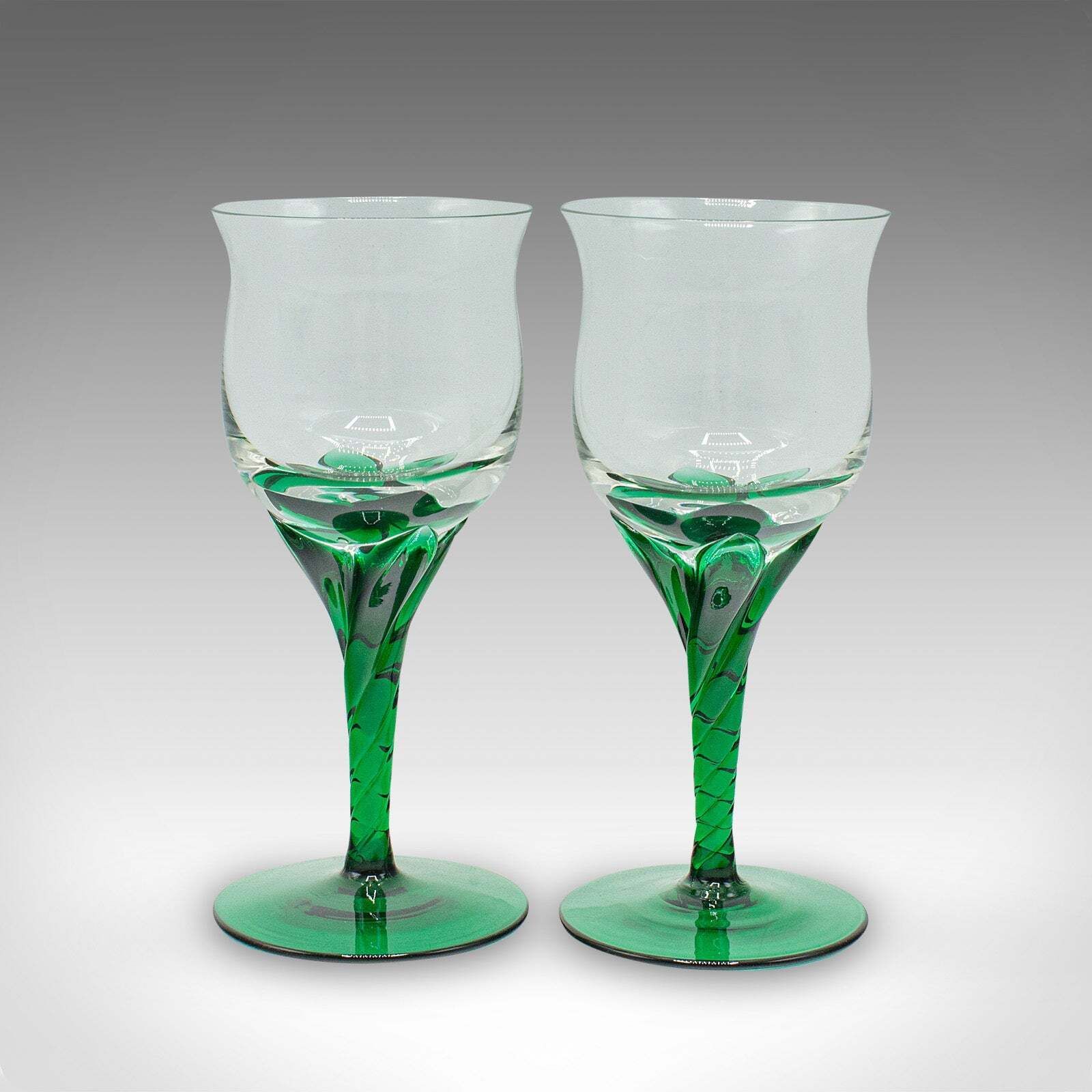 Set Of 4 Vintage Aperitif Glasses, French, Blown Glass, Spirit Flutes, Art Deco photo Home Decor