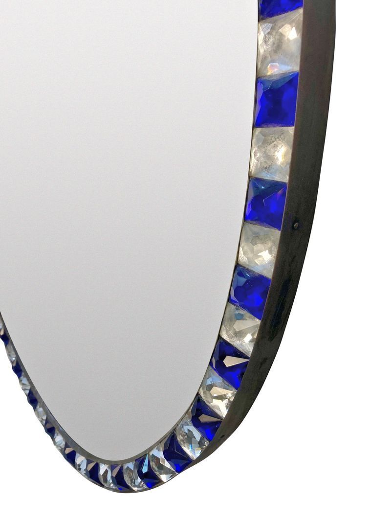 A Pair Of Georgian Style Irish Mirrors With Clear & Blue Faceted Borders photo for sale