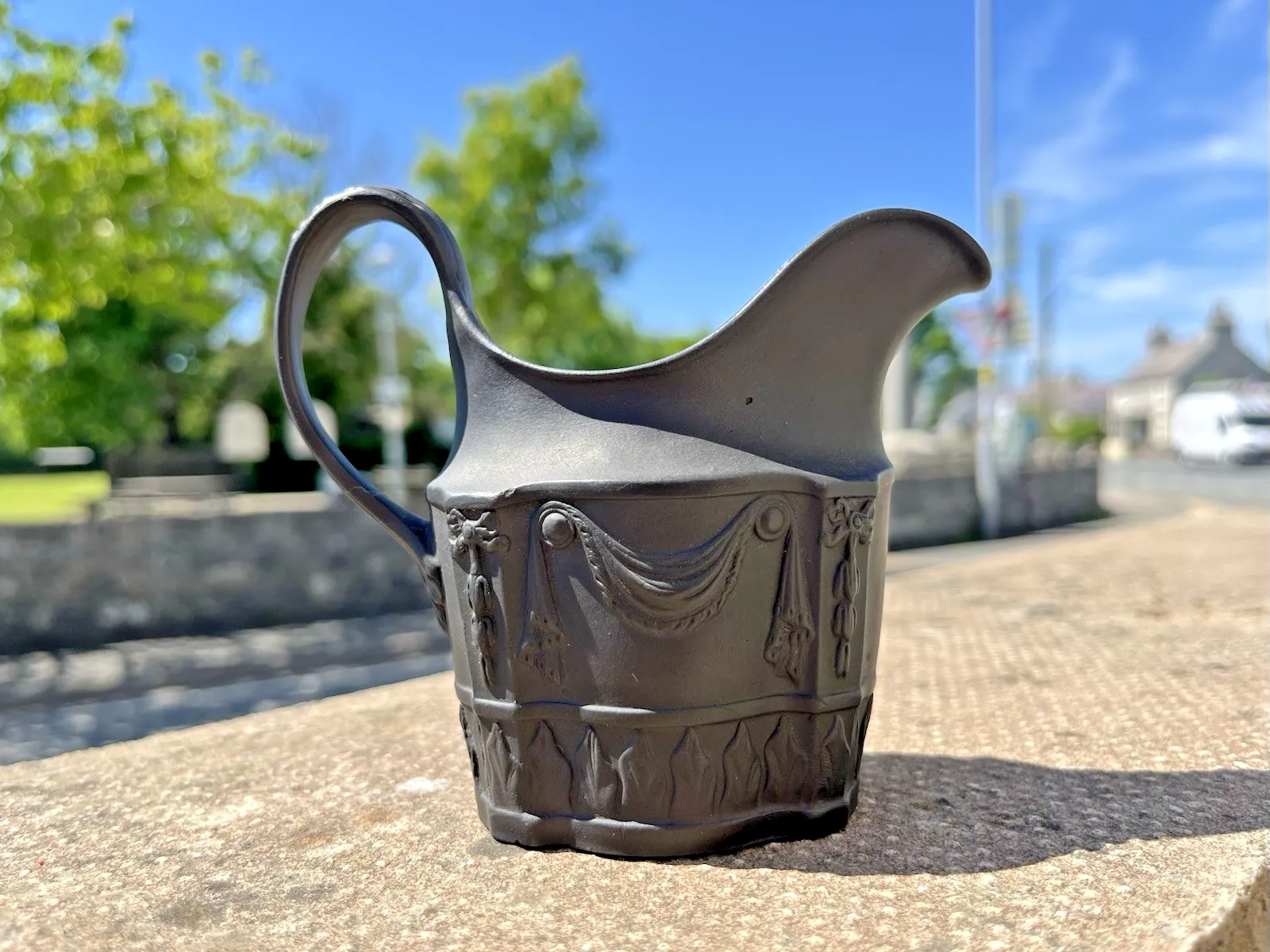 Antique 19th Century Black Basalt Regency Acanthus Leaf Creamer Jug Wedgwood photo Home Decor