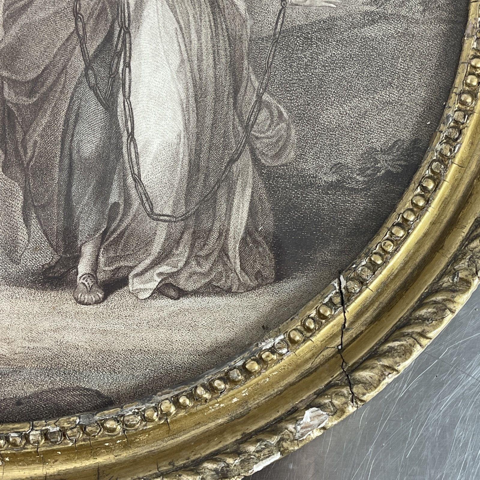 Francisco Bartolozzi Italy Stipple Art 18th Century Round Frame Woman In Chains photo 400.0
