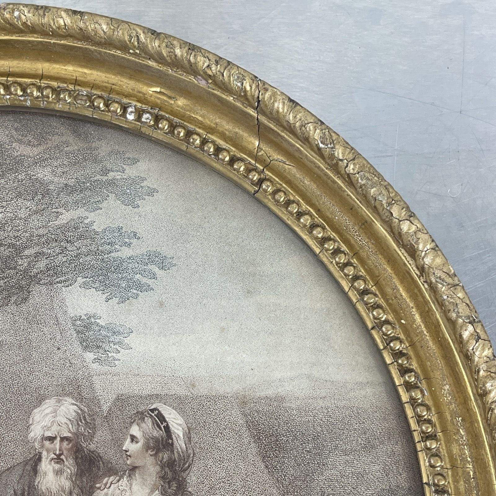 Art Francisco Bartolozzi Italy Stipple Art 18th Century Round Frame Woman In Chains photo