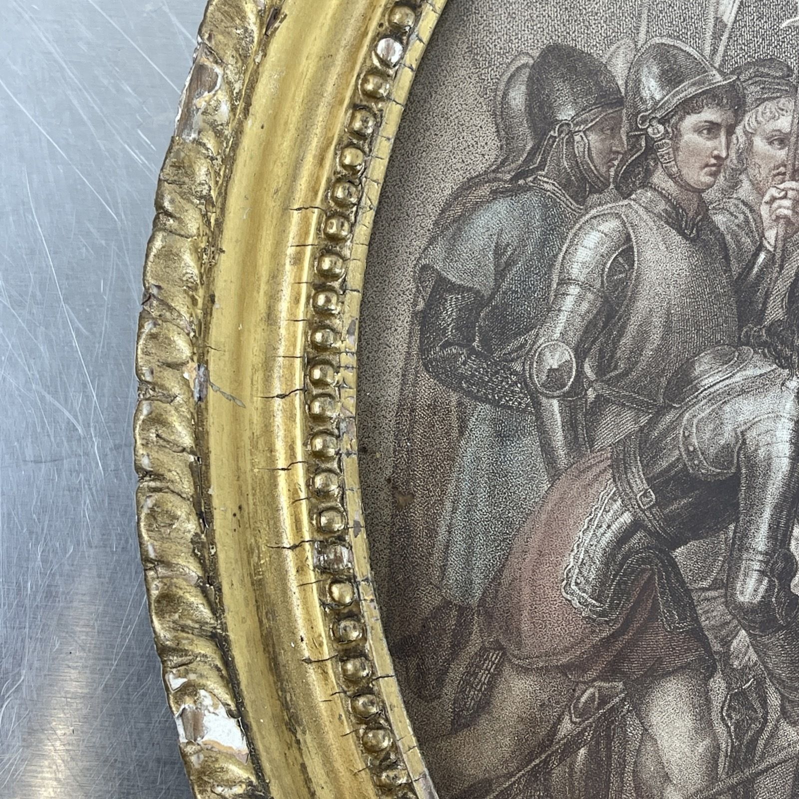 photo vinterior Francisco Bartolozzi Italy Stipple Art 18th Century Round Frame Woman In Chains