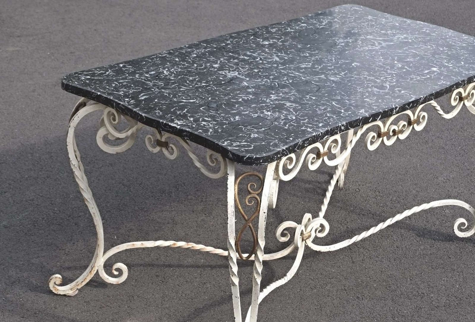 1950’s French Marble And Painted Metal Coffee Table photo vinterior