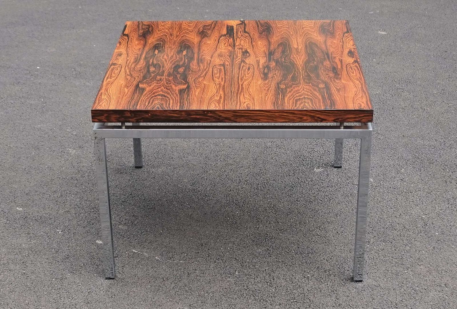 Rosewood And Chrome Square Coffee Table Danish 1960’s