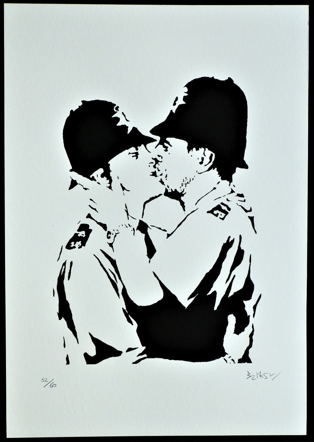 Banksy Kissing Policeman Limit. Lithography On Arches Bands Hands. 52/60