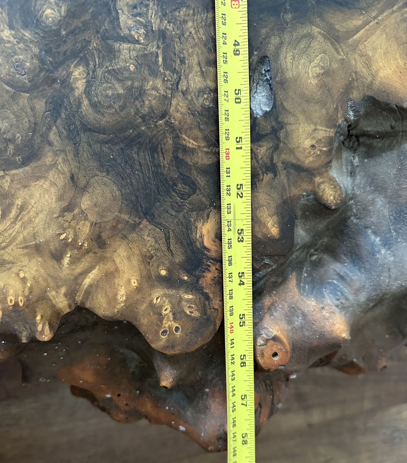 Vintage Redwood Burl Coffee Table, Live Edge Dated 1982 photo 1200.0