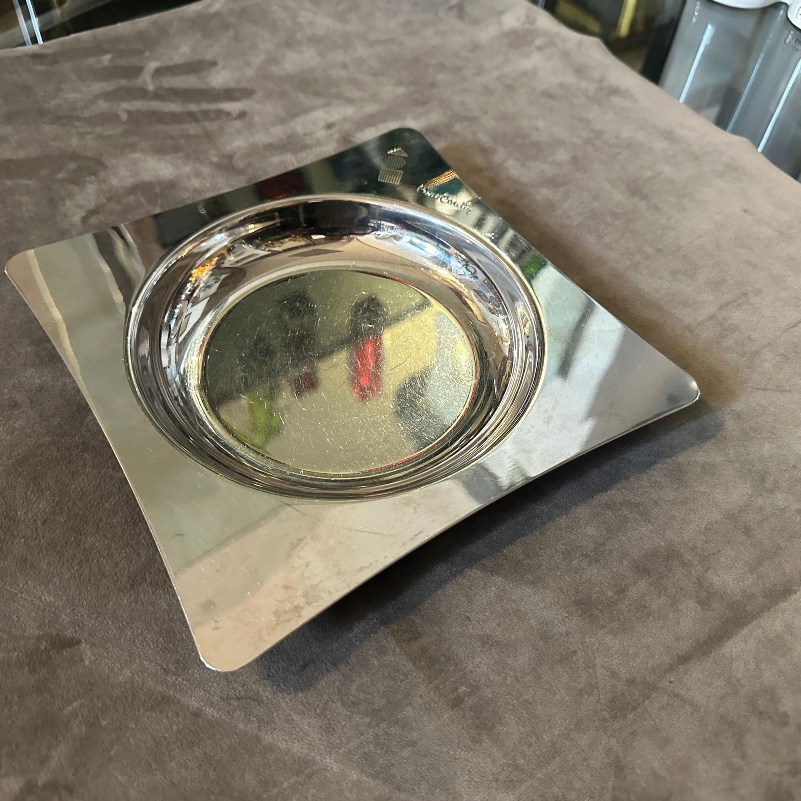 1980s Mid Century Modern Silver Plated Vide Poche By Pierre Cardin photo vinterior