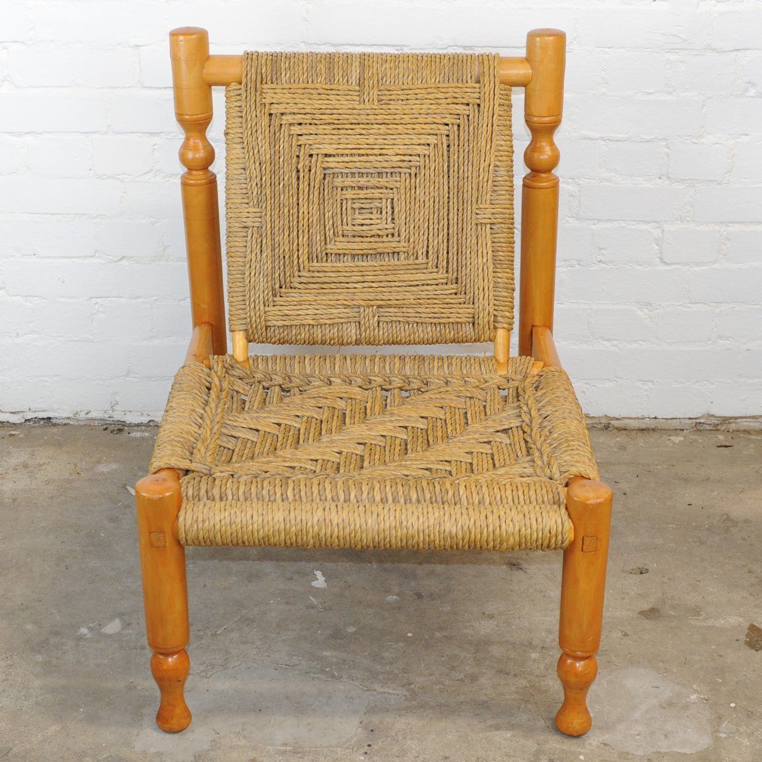 Mid Century French Ashwood And Sisal Lounge Chaire, 1960s photo buy
