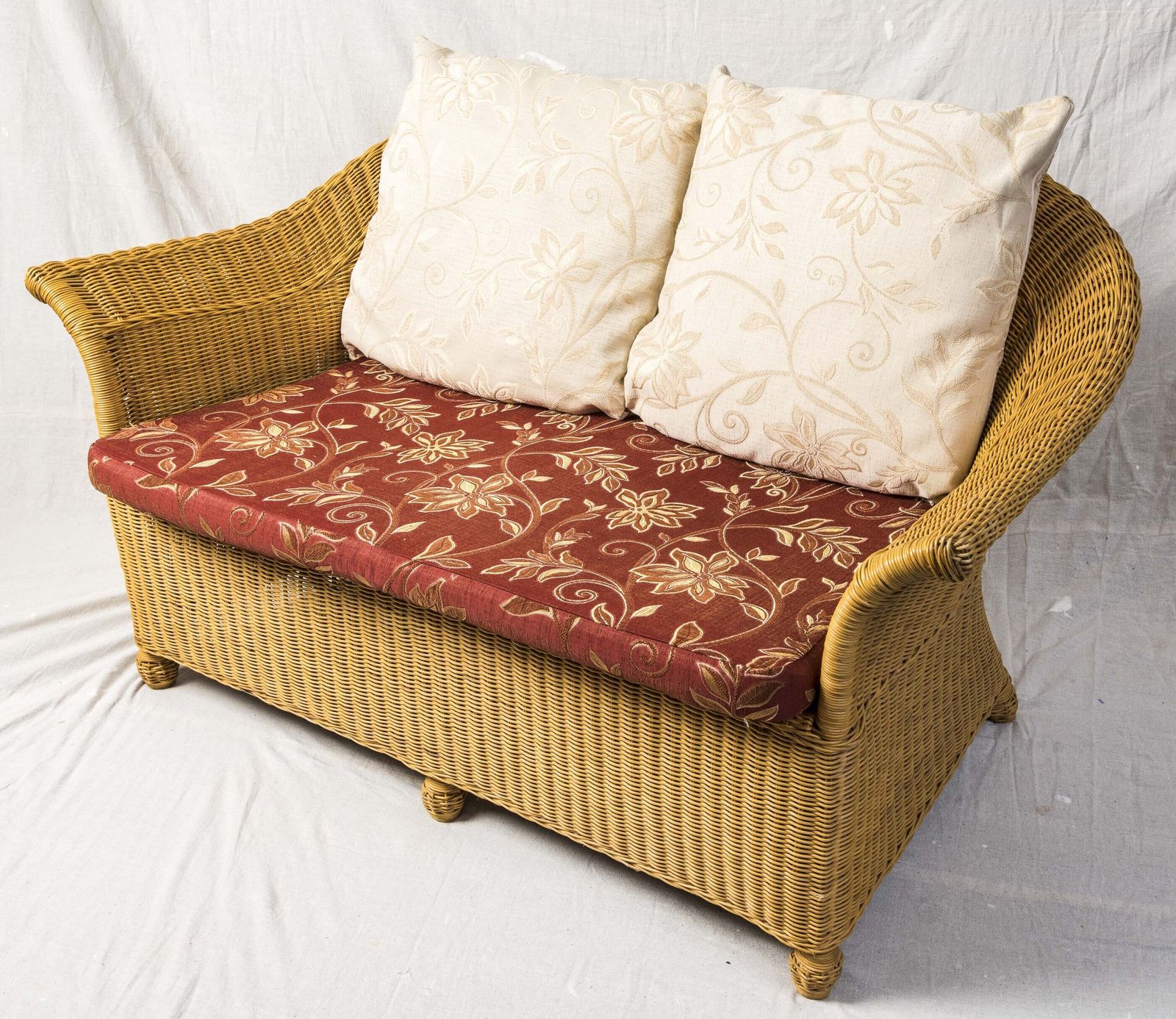 Rattan Garden Or Conservatory Lounger Sofa With 2 Armchairs Chairs, Foam Cushions. photo buy