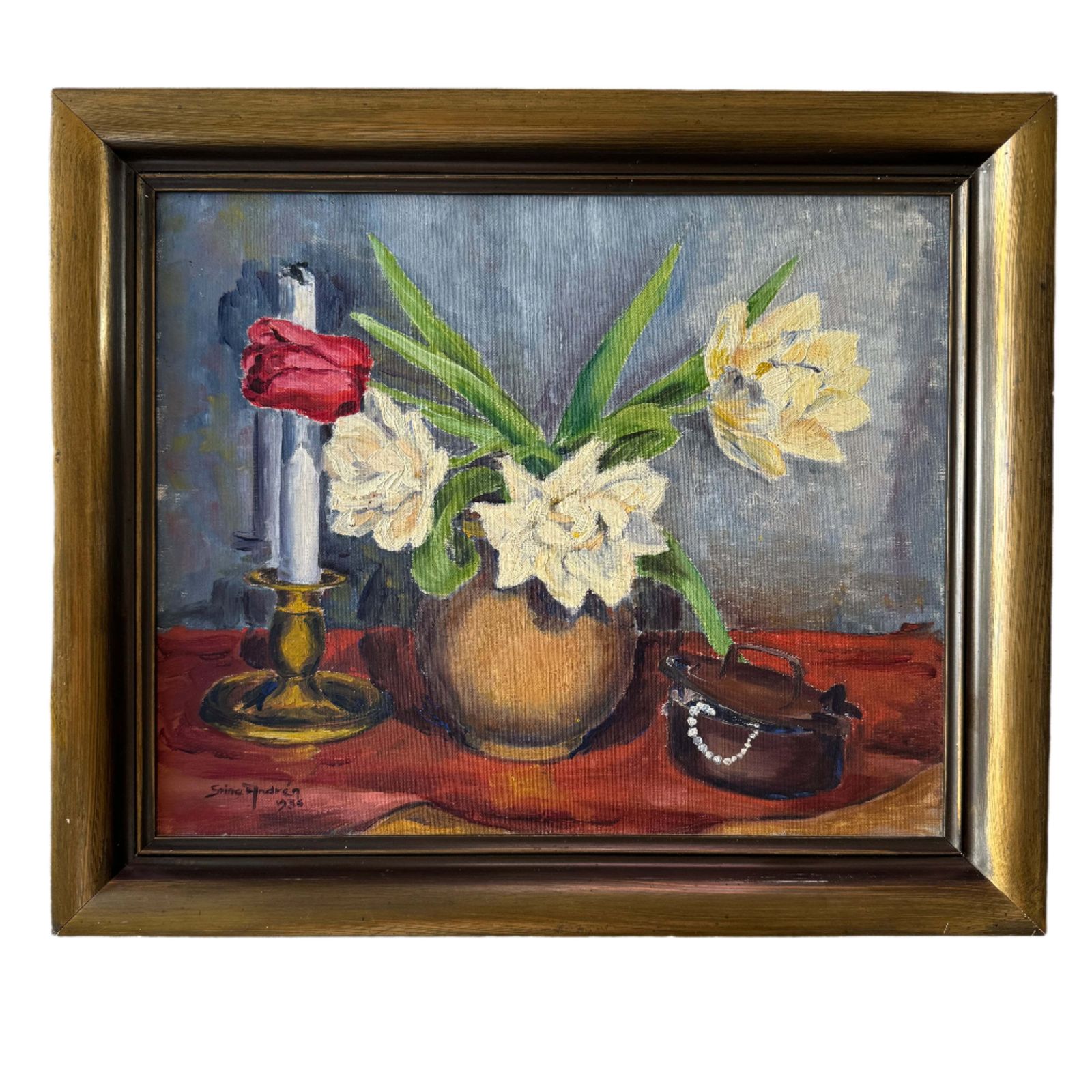 Traces Of A Lady, 1936. Vintage Swedish Oil Painting
