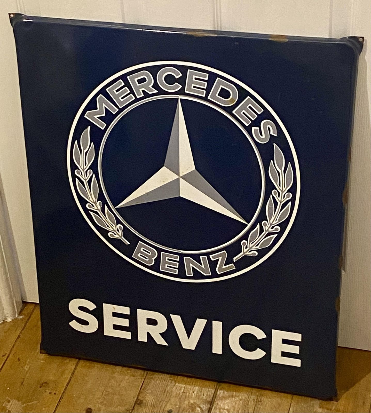 Vintage Mercedes Benz Service Large Enamel Metal Advertising Sign Dealership Showroom Garage Pagoda Automotive Art 300 Sl Amg S E C A Class G Wagon photo furniture