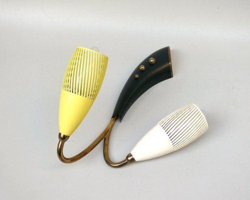 photo buy Brass, Yellow, Beige And Black Wall Lamp Set From Gebrüder Cosack, 1950s, Set Of 8