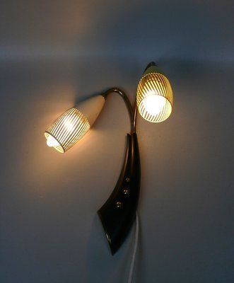 photo vintage Brass, Yellow, Beige And Black Wall Lamp Set From Gebrüder Cosack, 1950s, Set Of 8