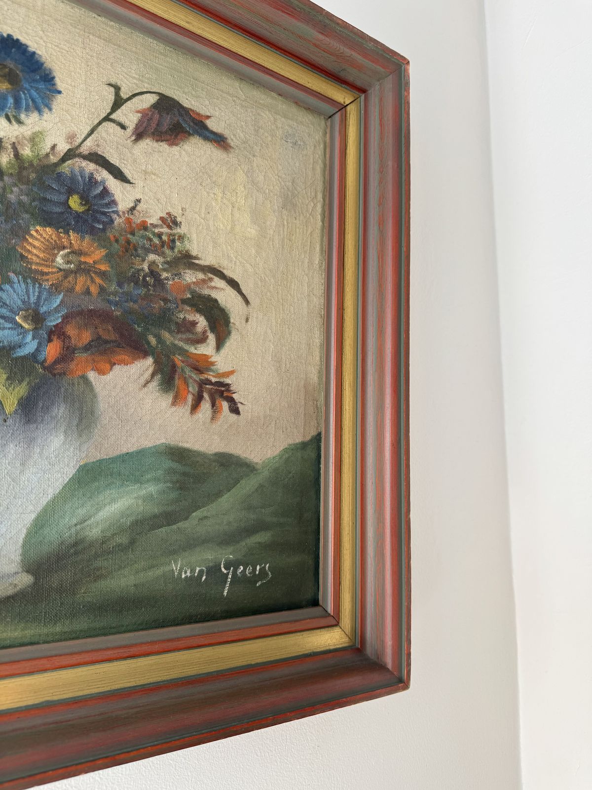 Vintage Dutch Floral Oil Painting Signed By Artist Van Geer photo 350.0