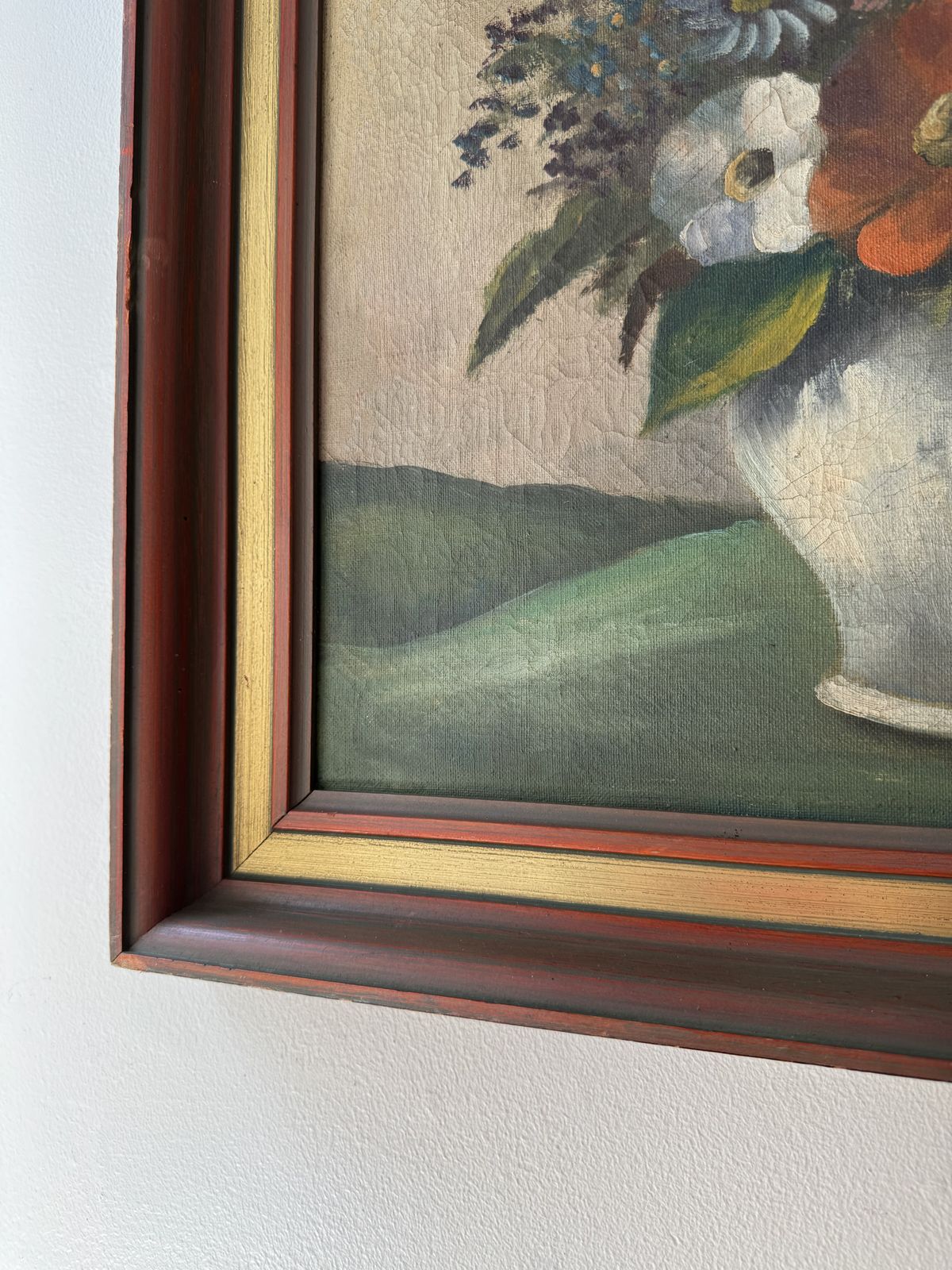 Vintage Dutch Floral Oil Painting Signed By Artist Van Geer photo vinterior