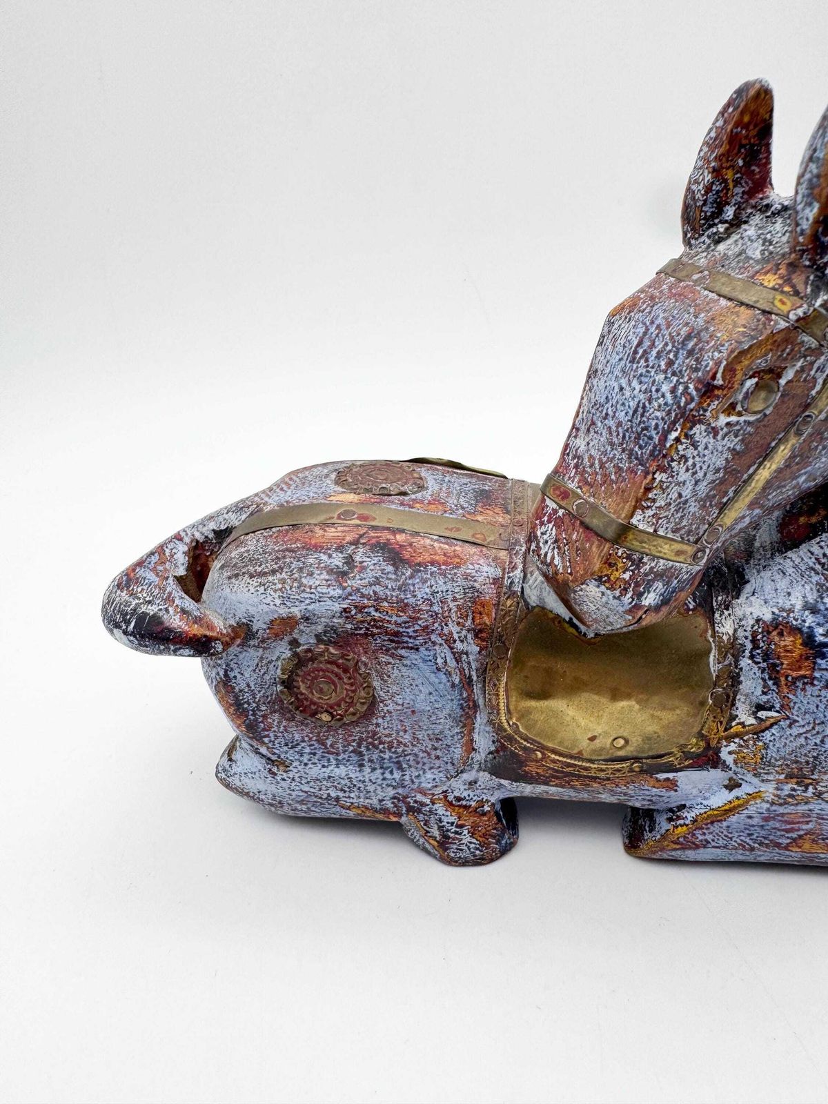 Brass And Wood Horse Sculpture, Horse Figurine photo for sale