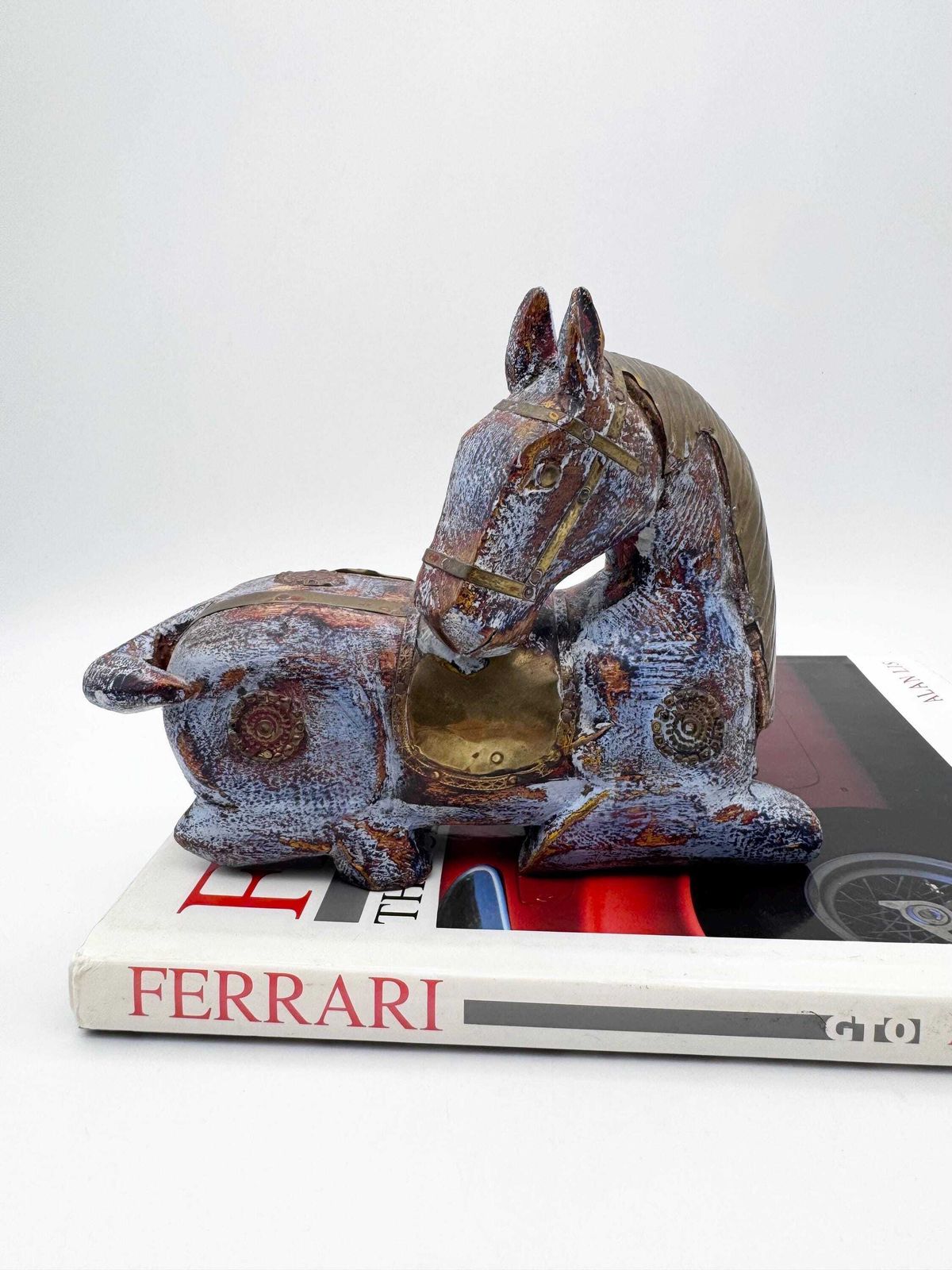 photo furniture Brass And Wood Horse Sculpture, Horse Figurine