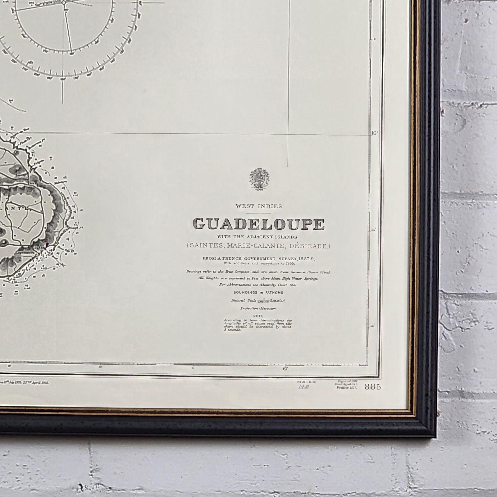 Vintage Admiralty Chart 885   Guadeloupe With The Adjacent Islands photo 200.0